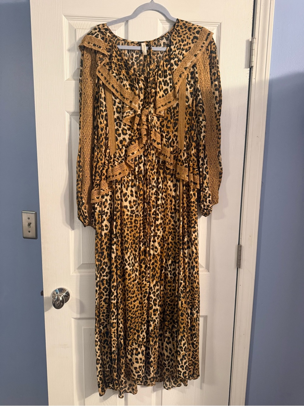 SPELL Leopard Print Ruffle Midi Dress - Brown - Picture 4 of 4